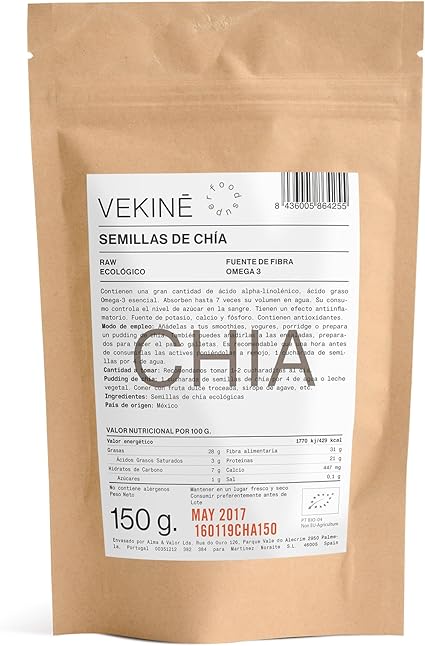Semillas de chia PREMIUM ecologicas 450 gr superalimentos VEKINE ...