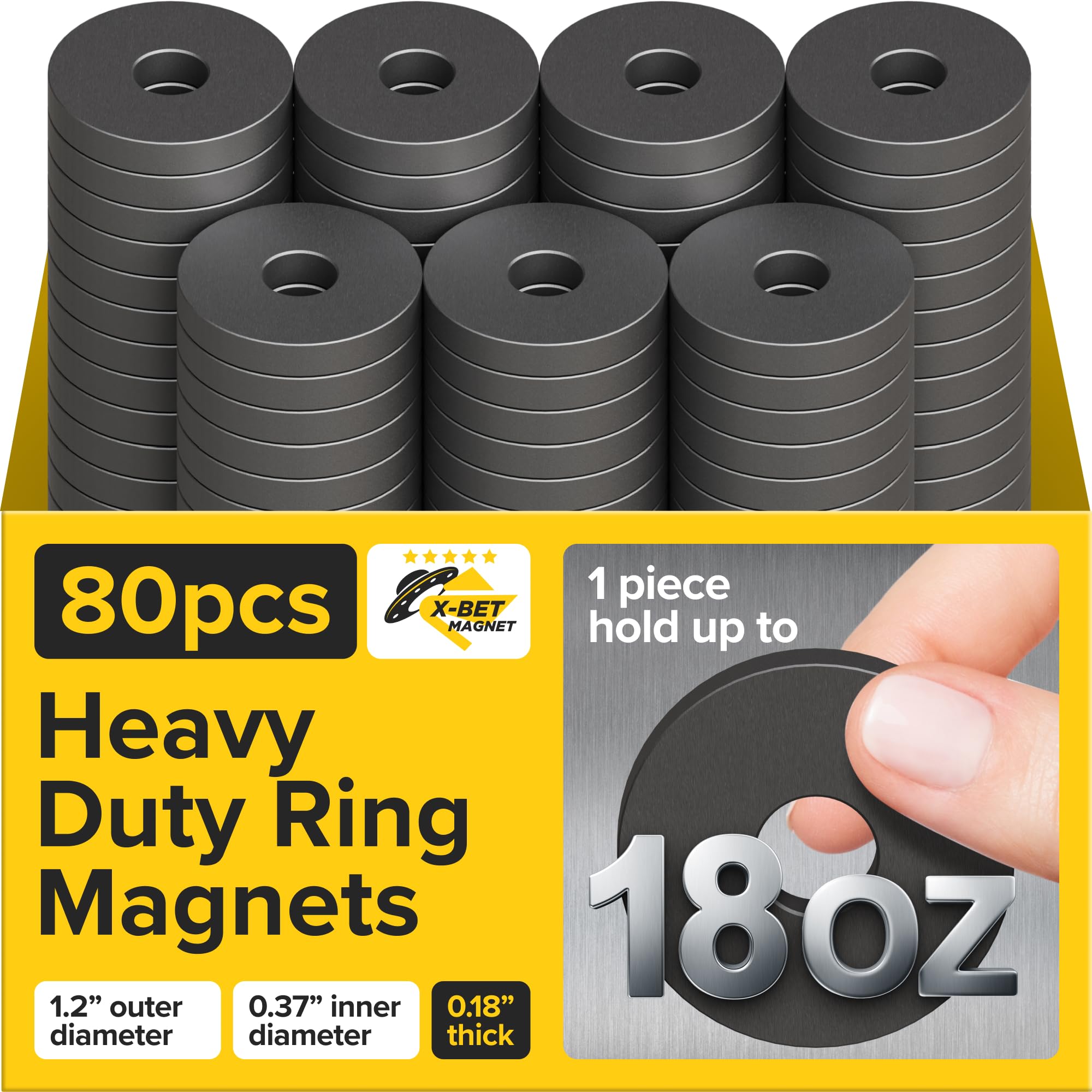 Heavy Duty Ring Magnets - Ultra Strong 1.2" Magnets