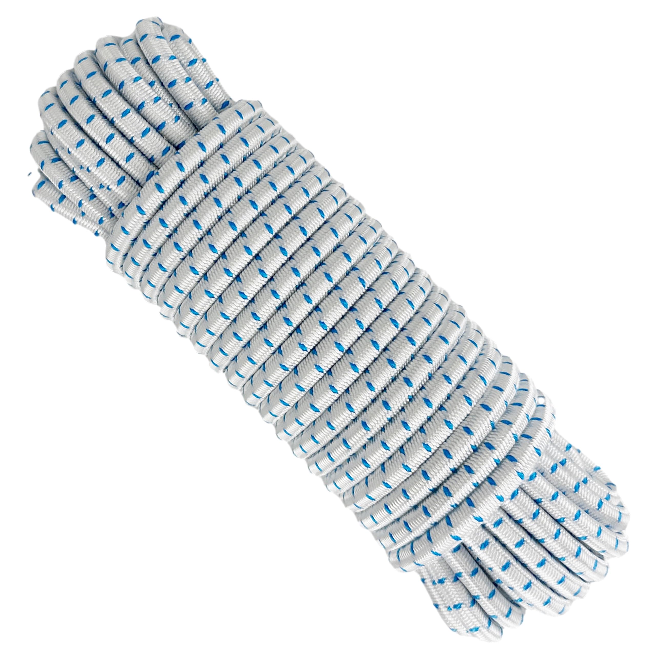 Elastic Rope Cord. 6MM * 10M. Polyester Cord. Latex. White with Blue