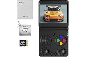 NXFREE Anbernic RG34XXSP Retro Gaming Console – Flip Design, 3.4'' IPS Screen 720×480, 64G TF Card with 5000+ Games, Portable Handheld, 3300mAh Battery, WiFi HDMI Bluetooth (Black 64G)
