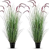 Jexine 2 Pieces Faux Plants Outdoor 4 ft Tall Artificial Grass Plant Potted Artificial Setaria Grass Faux Greenery Floor Plants for Housewarming Gift House Garden Lobby Outdoor (Purple)