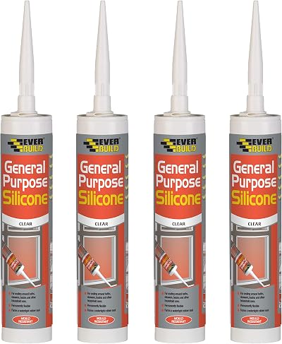 Everbuild 4 x General Purpose Silicone Clear 310ml EVBGPSCL