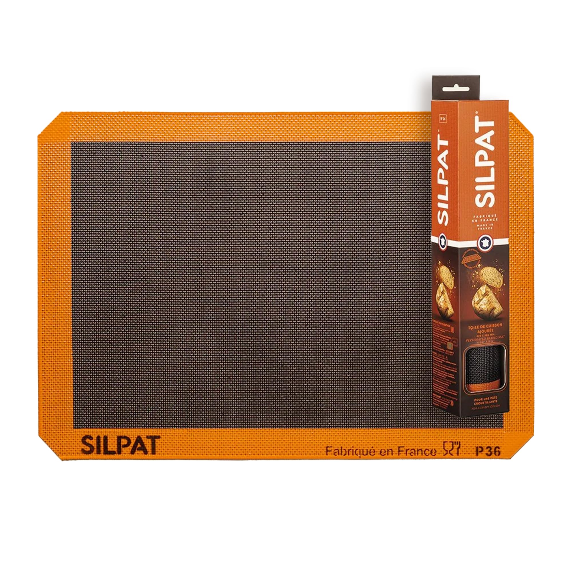 Silpat Bread Baking Mat Sheet, Non-stick Silicone, Orange and Beige, 11-5/8 x 16-1/2