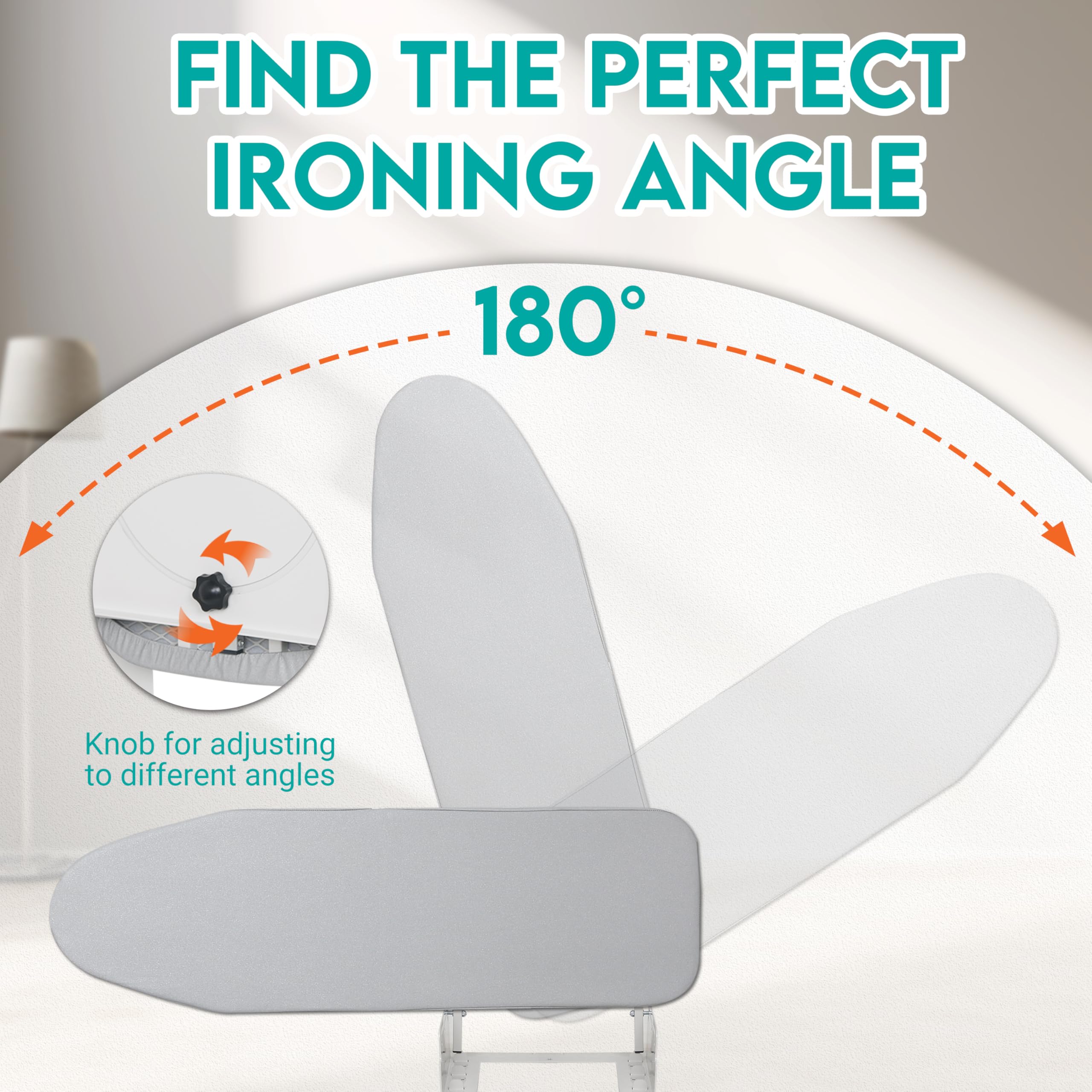 Wall Mounted Ironing Board, 180 Rotation, Space-Saving Fold Down, 36