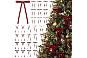 REDWORD 30PCs Burgundy Bows for Christmas Tree, 5 x 7 Inch Burgundy Velvet Bows Velvet Christmas Ornaments Burgund y Christmas Tree Bow for Vintage Christmas Decor Holiday Decor, Gift Wrapping and Wedding