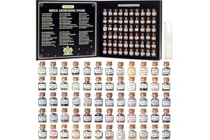 FOTEEWL 60 PCS Different Crystals and Healing Stones Set,Real Natural Gemstone Bottles,Chakra Healing Crystals for Witchcraft, Wicca,Gift, Collection, Crystal Decor