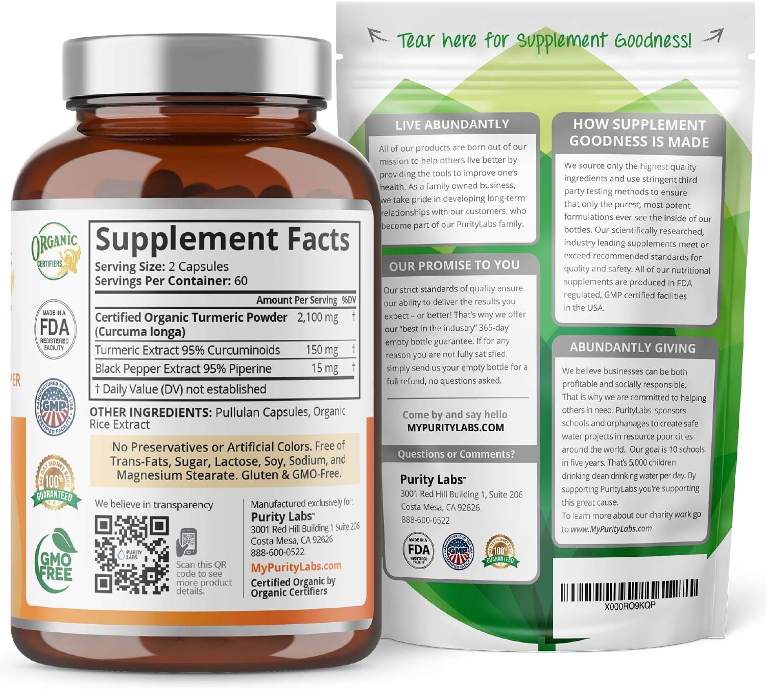 Organic Turmeric Curcumin 2,250MG. Highest Quality and Potency Available - 95% Standardized Curcuminoids and Black Pepper Bioperine for increased bioavailability - For Joint Mobility & Inflammation: Health & Personal Care
