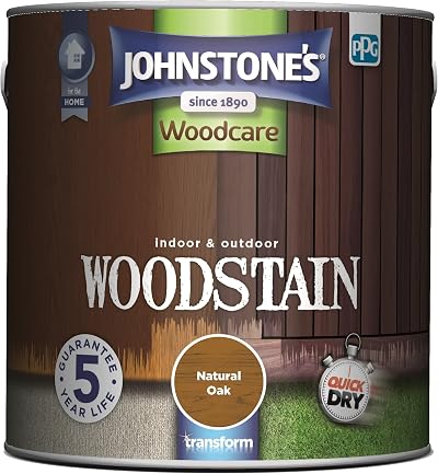 Johnstone's Interior & Exterior Woodstain Natural Oak 2.5L Weathershield UV