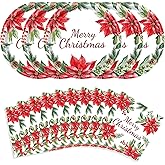 40 Pcs Christmas Paper Plates and Napkins Party Supplies,9-inch Merry Christmas Poinsettia Plates Set for Xmas Decoration Disposable Xmas Tableware Set Serve 20 for Holiday Winter Party Supplies