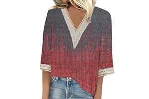 LPIGOH Womens 3/4 Sleeve Tops Floral Print V-neck T-shirt 2024 Fashion Ladies Tops Dressy Casual Summer Trendy Womens Blouses