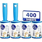 400 Sheets Lint Rollers for Pet Hair Extra Sticky, 2 Handles, 4 Rollers | Easy to Peel, Home Cleaning, Lint Remover for Clothes, Furniture, Couch, Car Seats, Designed for Pet Owners
