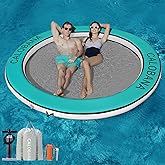 CALOBANA Water Hammock Inflatable Round Floating Ring for Adults | 6/8/10/12ft Floating Hammock,Fits 2-12 People,Pet Friendly,Easy to Inflate &amp; Deflate,Drop-Stitch PVC,for Pool Lake Party
