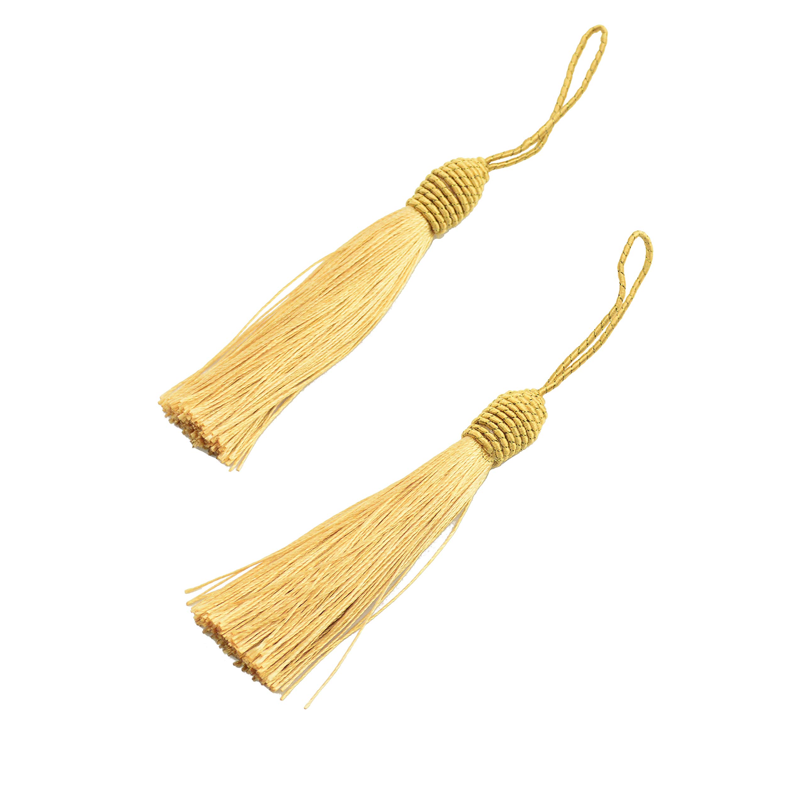 20pcs 15.5cm/6 Inches Silky Floss Bookmark Tassels with 2-Inch Cord Loop and Small Chinese Knot for Jewelry Making, Souvenir, Bookmarks, DIY Craft Accessory (Champange)