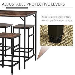 HOMCOM 5-Piece Industrial Dining Table Set, Bar