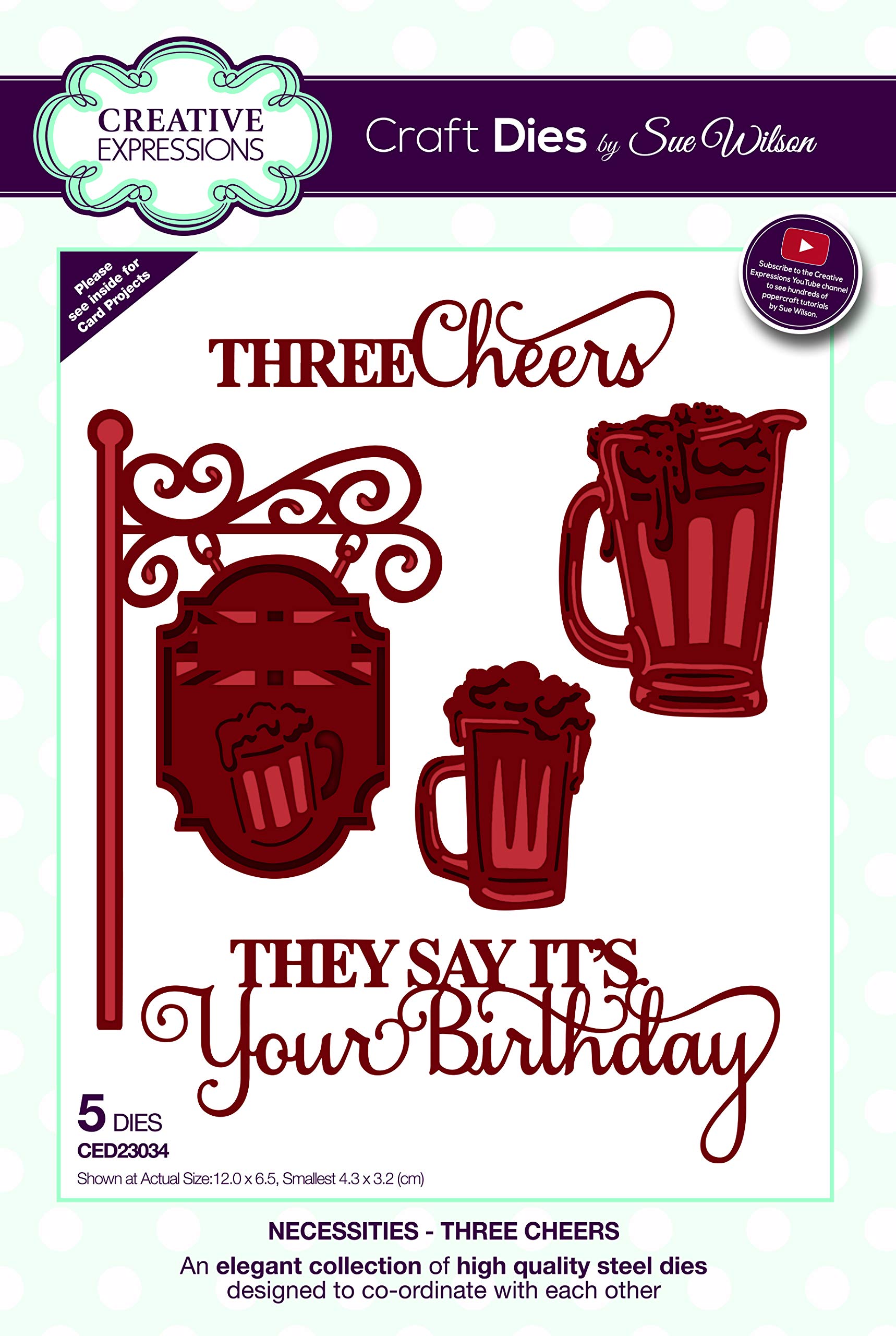 Sue Wilson Necessities Collection Die - Three Cheers, Metal, 12 x 6.5