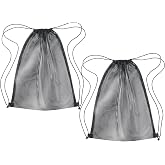 BOJITEXS 2 Pcs Mesh Drawstring Bag 16 x 20 Inch Heavy Duty Nylon Net Bags, Durable Mesh Backpack for Gym Hiking Swimming Soccer Ball Basketball Beach Toys Laundry Mushroom Foraging Etc (Black)