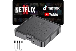 JANFIR Wireless CarPlay Adapter 2025 Smart AI Box for iPhone & Android Auto | Streaming Entertainment Video Box with Support for TikTok Netflix YouTube TF Card | Plug & Play in-Car Multimedia System