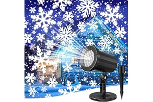ATTMU Christmas Snowflake Projector Lights Outdoor, Led Waterproof Snowflake Lights Christmas Projector, Spotlight Landscape Christmas Decorations Outdoor for Patio Garden Xmas Party