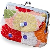 Vintage Floral Kiss Lock Coin Change Wallet Purses (KIKKA Chrysanthemum - Pink) / Made in Japan Pouch for Women