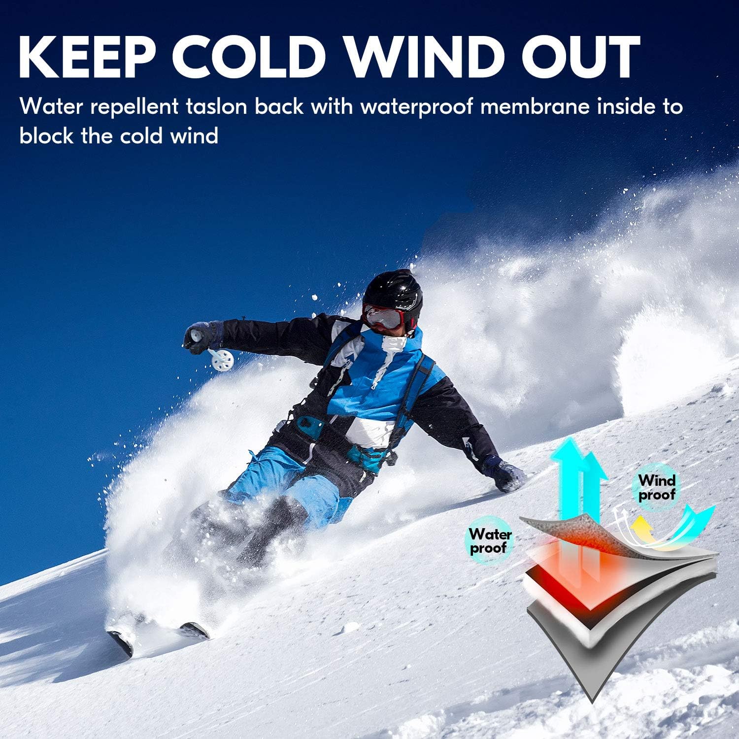 Vgo 1-Pair -4℉ 3M G150 Lined Unisex Winter Skiing Gloves (SF-PU2445FW): Sports & Outdoors