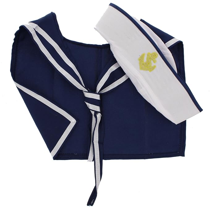 1920s -1930s Sailing Outfits | Dresses, Pants, Hats Zacs Alter Ego Mens Fancy Dress Sailor Hat & Scarf Set One Size White/Navy Blue  AT vintagedancer.com