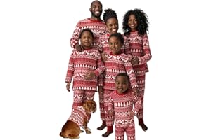 Lenugeo Family Christmas Pajamas Matching Sets Xmas Pajamas for Womens Mens Couples Holiday Sleepwear Sets Long Sleeves Pants