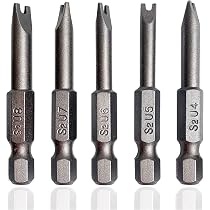 U-Kopfbits Set 5-tlg, 1/4" Sechskant-Schwanz Magnetisch, Größen U4 Bis U8, 65 Mm Länge, Aus S2-Stahl