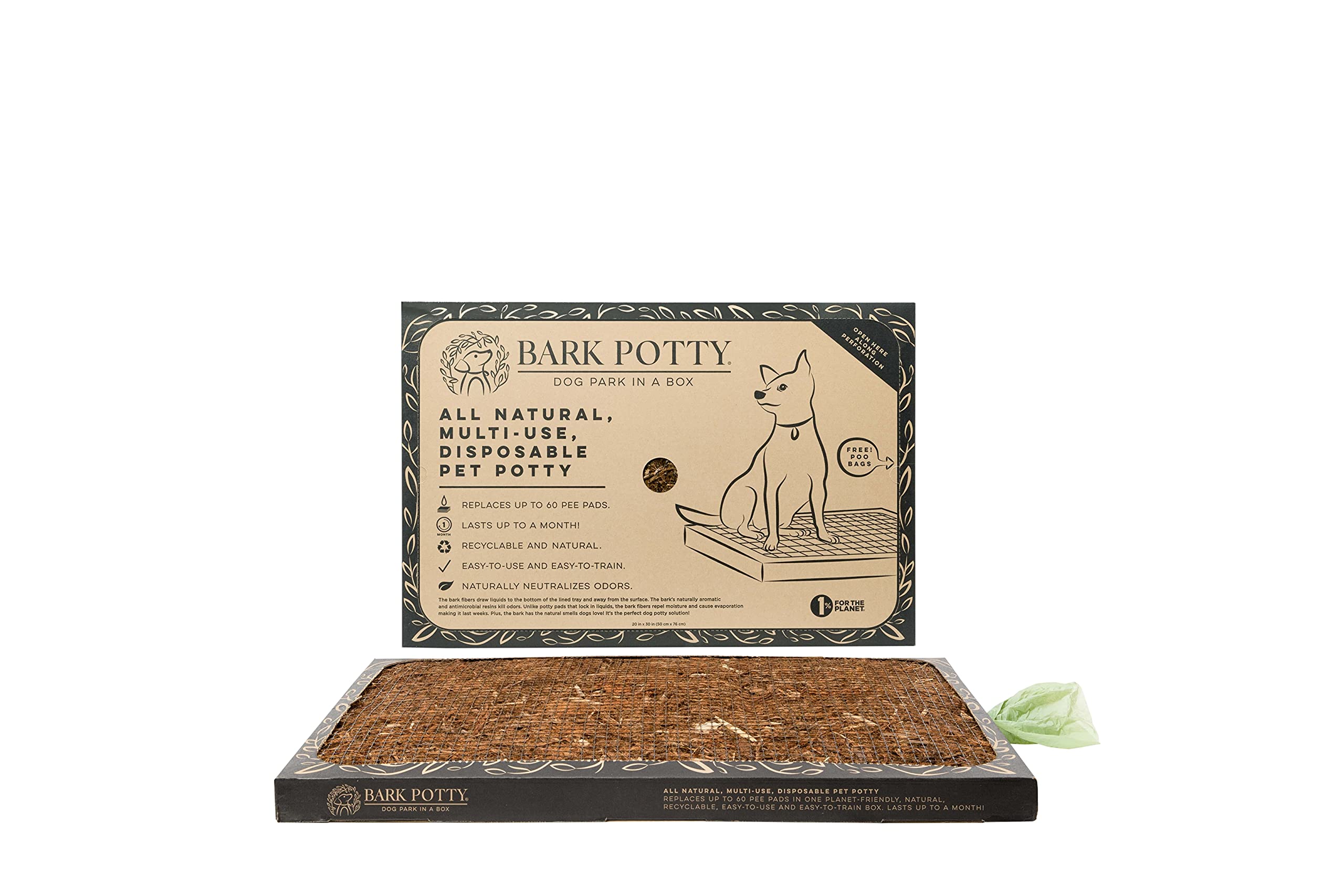 Photo 1 of Bark Potty Disposable Training Pads, Multi Use Leak-Proof and Odor Control Puppy Pee Pads | 30 x 20 Standard Pee Pads for Dogs | Natural Bark Potty Pads for Dogs - Dog Housebreaking & Puppy Supplies
