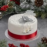 evelay Silver Holly Bells Merry Christmas Cake Topper Set Party Decorations view 6