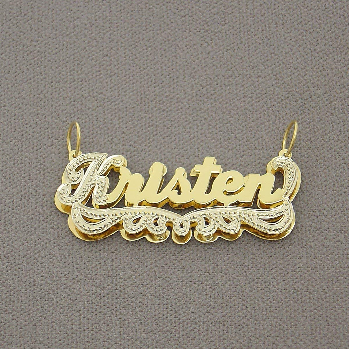 Amazon Com Personalized 10k Gold 3d Double Plate 2 Tone Name