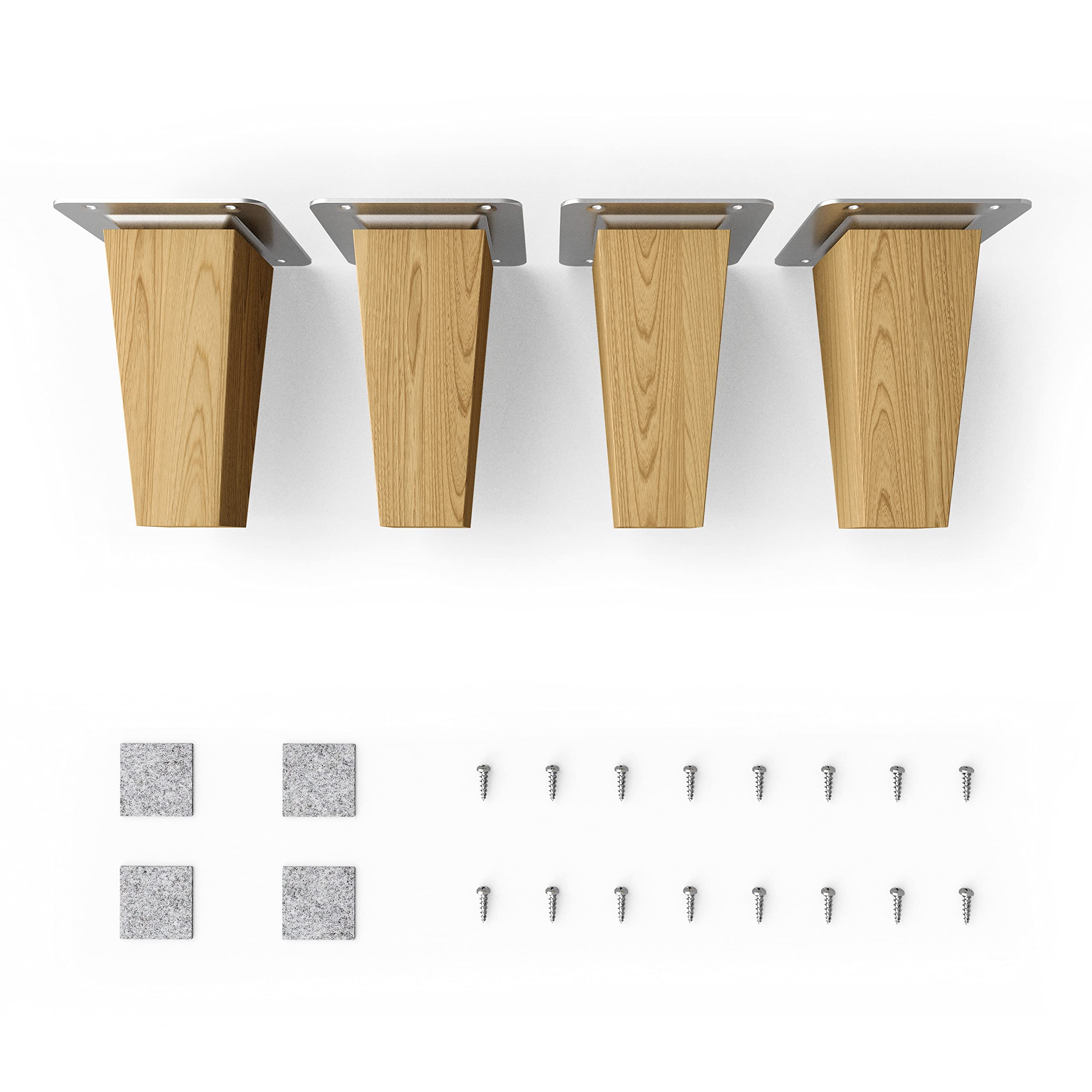 Sossai® Wooden furniture feet - Clif Square | oil finish | height: 10 cm | HMF3 | Square conical (straight design) | material: solid wood (oak) | for chairs, tables, cupboards