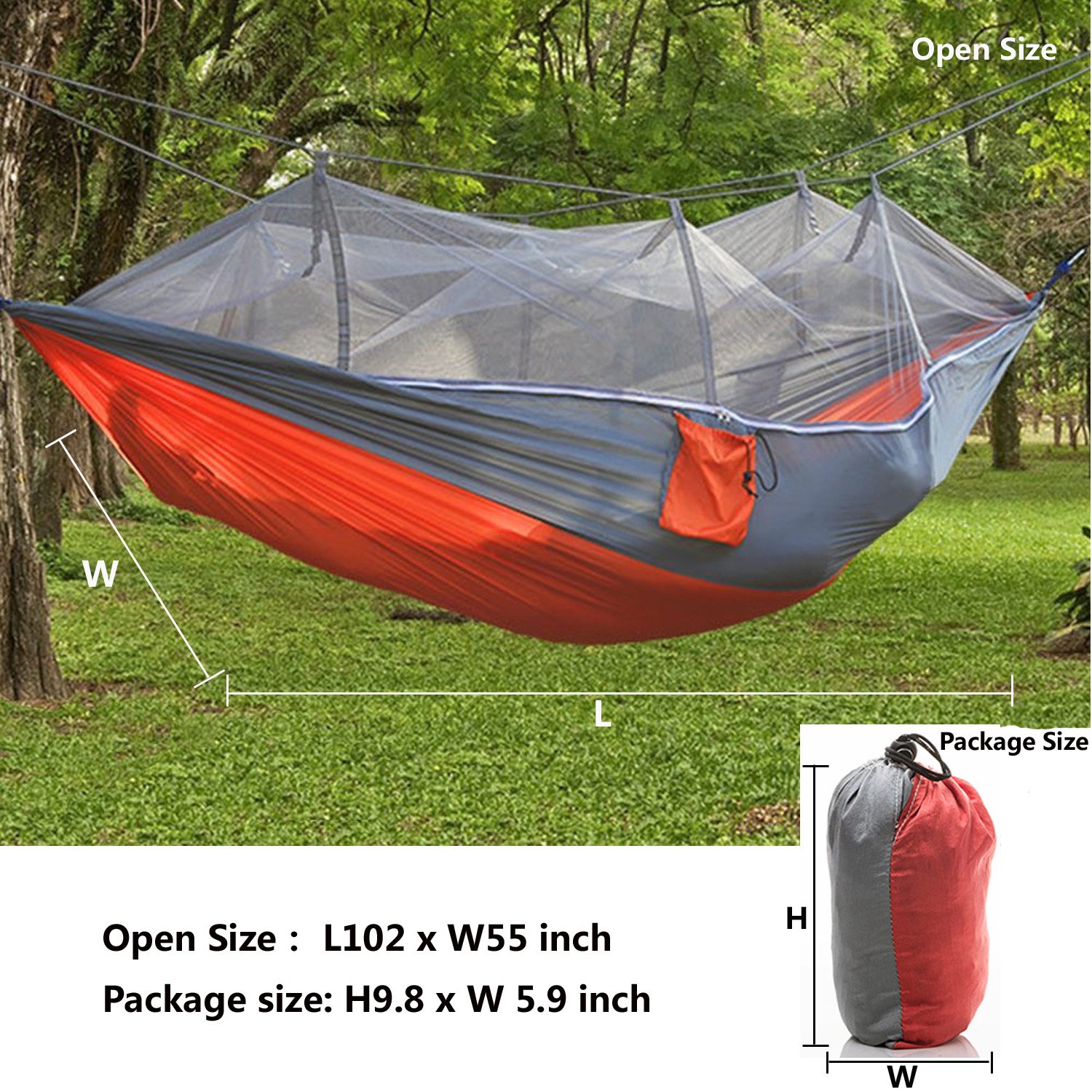 アウトドア A More 裏庭 ナイロン生地 キャンプ B072qtx4y2 庭 旅行 ダブル ビーチ Grey Orange 蚊帳 軽量 ハンモック ハイキング ハンモック 超人気