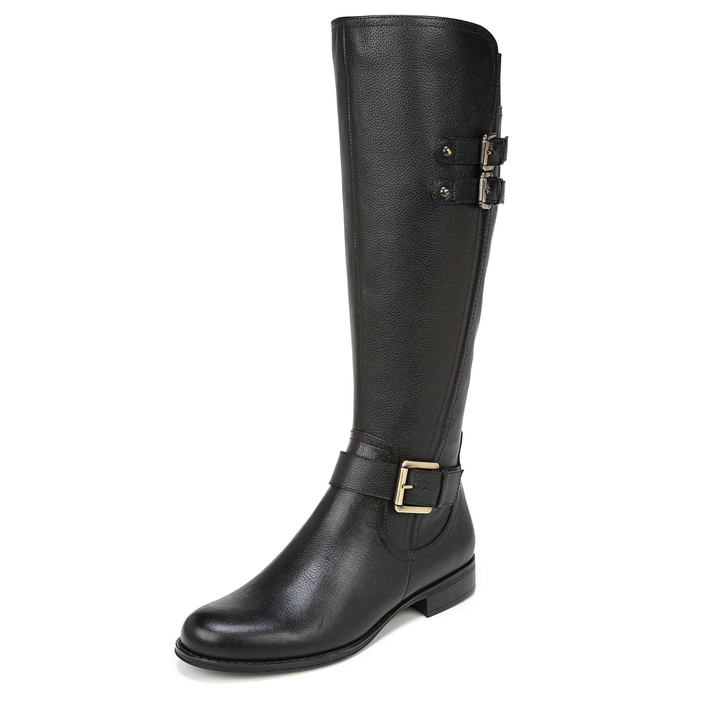 flat calf high boots