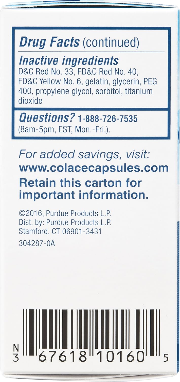 Colace Regular Strength Stool Softener 100 mg Capsules 60 Count Docusate Sodium Stool Softener for Gentle Dependable Relief : Grocery & Gourmet Food