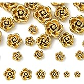 Ipotkitt 24 pcs 3 Styles 304 Stainless Steel Rose Beads Metal Flower Floral Spacer Beads for DIY Jewelry Making Crafts Bracelet Necklace Earrings Supplies