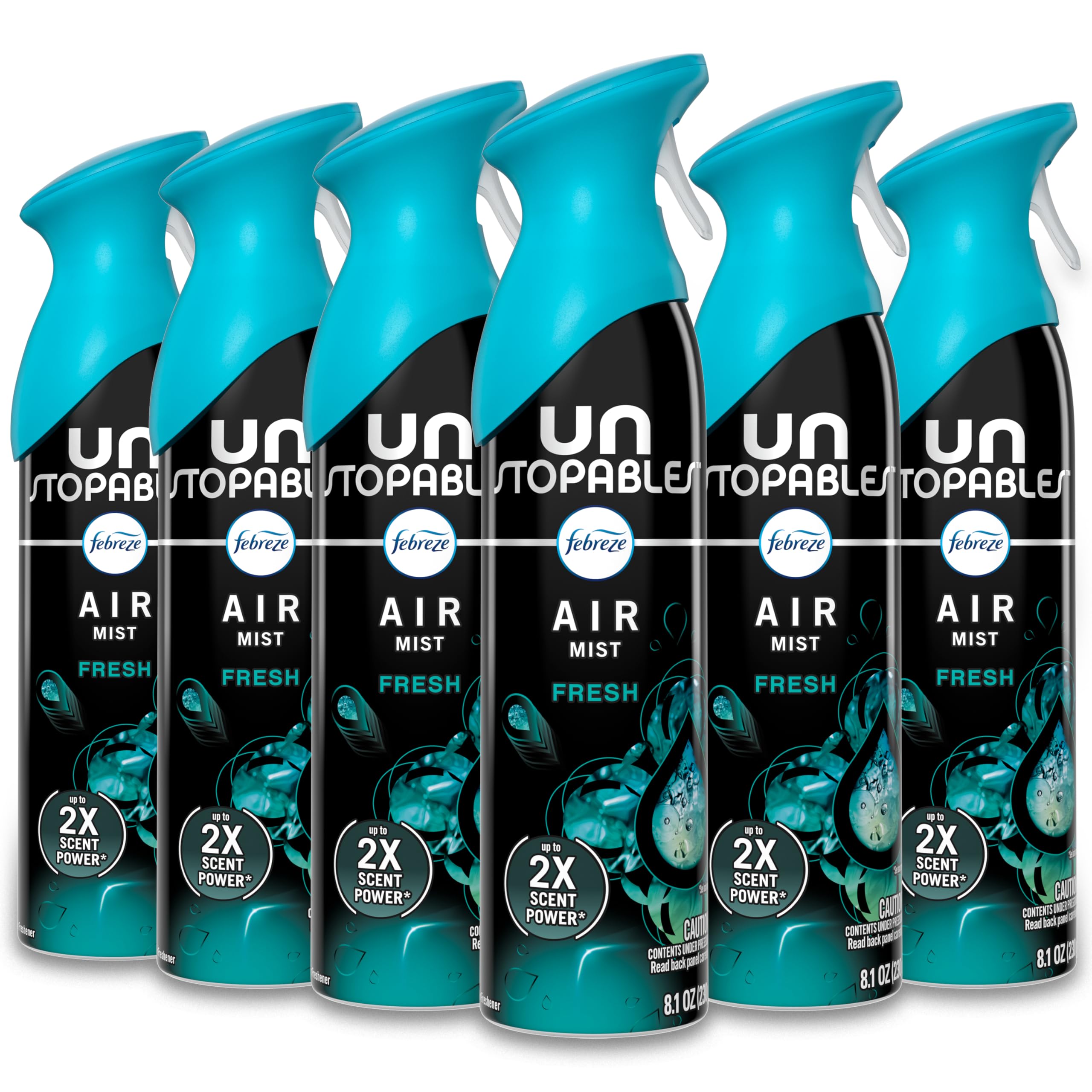 Febreze Air Mist, Air Freshener Spray, Odor Fighting Room Spray, Deodorizer for Home Bathroom Kitchen Office Apartment Dorm Room Classroom, Unstopables Fresh Scent, 8.1oz (Pack of 6)
