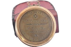 ROYALMART Engraved Compass, to My Husband I Love You, Brass Compass Engraved Gifts for Men, Bronze for Men, Romantic Gifts for Him/Her, Keepsake Gifts for Husband