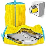 XXL Shoe Washing Machine Bag - Reusable Shoe Laundry Bag for Washer and Dryer With Zipper & Fluffy Fibers 2 Pcs - 360° Hands-Free Easy Cleaning | Protects Sneakers from Scuffs & Damage | Yellow