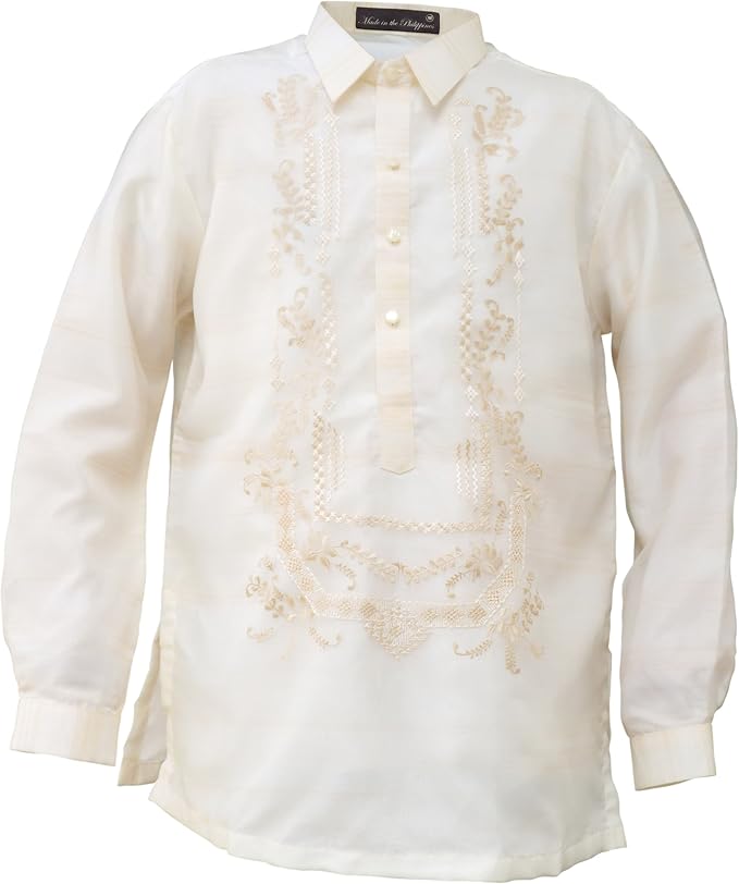 OBM011 Barong Tagalog for Men Filipino Dress Shirt with Lining (Medium