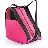 Pink Roller Skate Bag with Adjustable Shoulder Strap and Handle, Large Capacity Quad Inline Figure Skating Bag for Women Men 