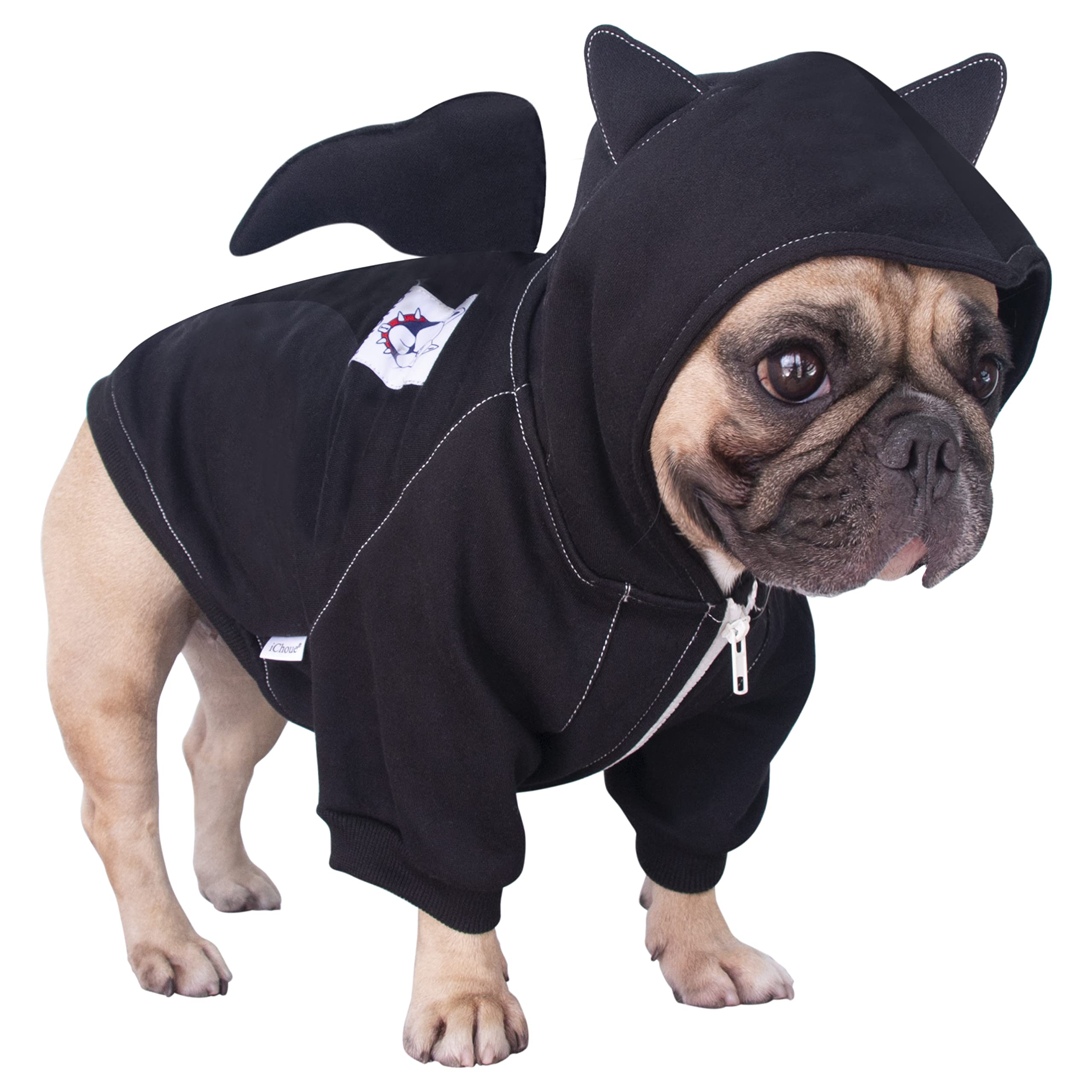 iChoue Bat Dog Halloween Costumes Clothes Sweater Cute Funny for French Bulldog Cold Weather Winter Coats Hoodies Frenchie English Pug Pitbull Corgi Puppy - Black/XXLarge — image 1