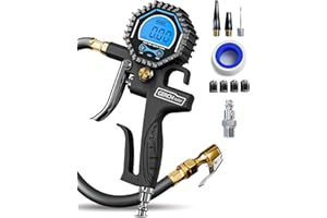 Digital Tire Pressure Gauge with Inflator (3-200 PSI), Heavy Duty Air Chuck and Compressor Accessories with Swivel Air Chuck,