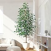 Bailikang 7FT Artificial Ficus Trees Indoor Faux Trees Indoor Fake Floor Plants Tall Artificial Tree with White Pot Faux Tree Fake Indoor Tree Silk Plants Artificial Trees for Home Decor Indoor