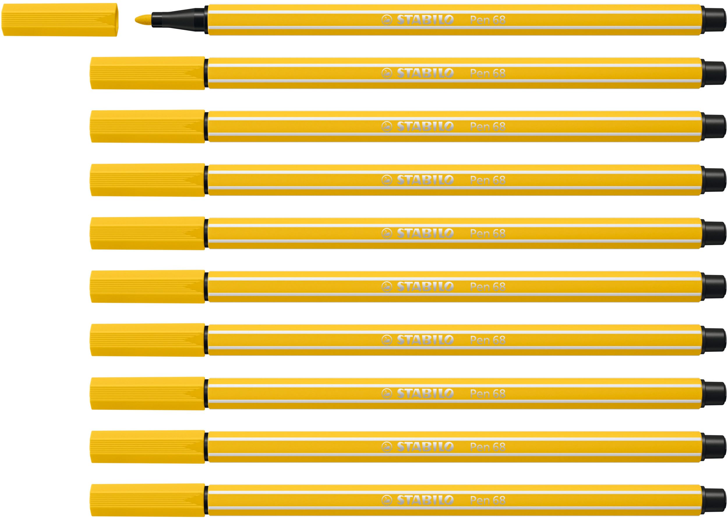 STABILO Pen 68 - Premium Fibre-Tip Pen - Pack of 10 - Yellow — image 1