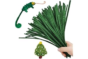 AHUIFT Upgraded 100PCS Chenille Stems Pipe Cleaners Craft DIY Art Supplies Thicker Fuzzy Wire Sticks Bulk for Kids and Toddlers Green