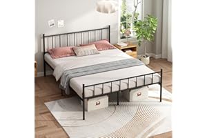 HAFENPO Full Size Platform Bed Frame - Black Metal Bed Frame,Heavy Duty Base with Headboard and Footboard,Steel Slat Support,No Box Spring Needed,Easy Assemble,Suitable for Bedrooms