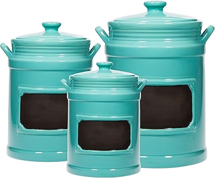 Set Of 3 Chalk Canister Jar Use As Storage Coffee Rice Flour