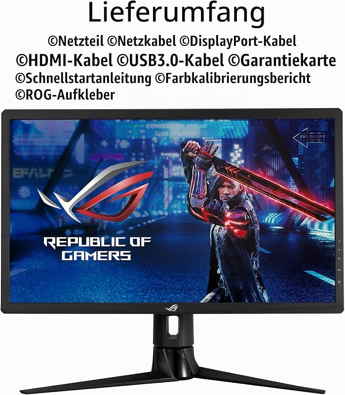 ROG Strix XG27UQR - 27 Zoll 4K UHD Gaming Monitor - 144 Hz, 1ms MPRT, G-Sync kompatibel, DisplayHDR 400, DSC - IPS Panel, 16:9, 3840x2160, DisplayPort, HDMI, USB, ergonomisch