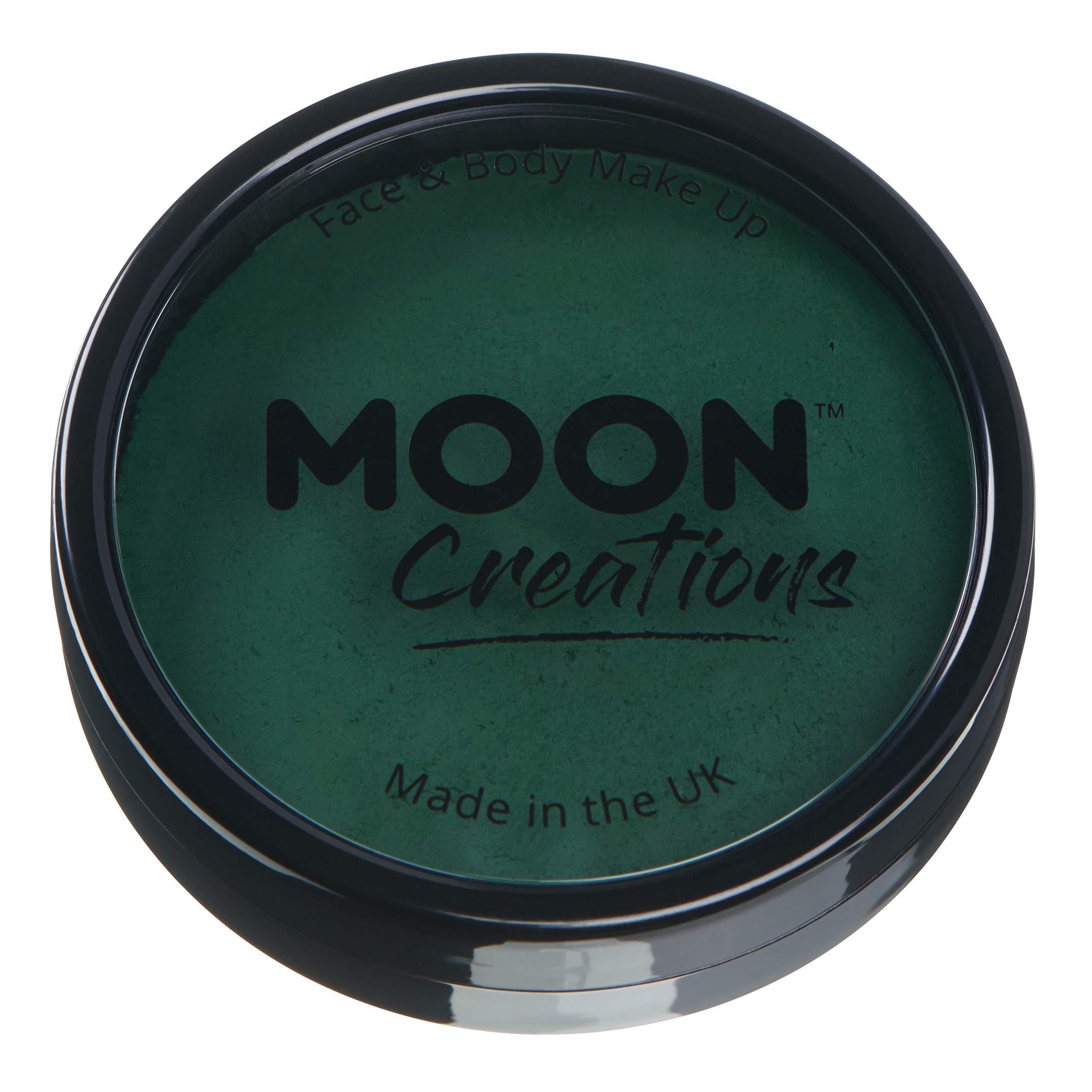 Moon Creations Pro Face & Body Makeup | Dark Green | 36g | Professional Colour Paint Cake Pots for Face Painting | Face Paint For Kids, Adults, Fancy Dress, Festivals, Halloween