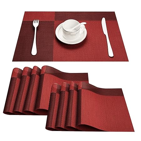 TOP Marques Collectibles Top Finel Umweltfreundlich Bambus Abwaschbar PVC Platzmatten-Set Tischsets Platzdeckchen Tischmatte 